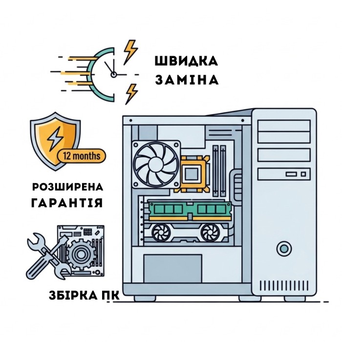 Преміум-пакет Максимум: Збірка ПК + Швидка заміна + Додаткова гарантія 12 місяців