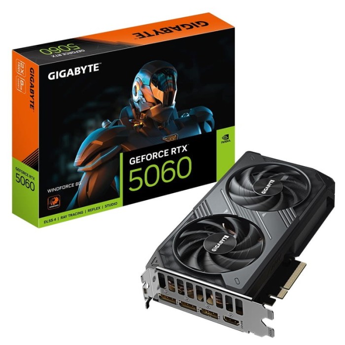 Відеокарта Gigabyte GeForce RTX 5060 WINDFORCE MAX OC 8GB GDDR7 (128bit) (2512/28000) (HDMI, 3 x DisplayPort) (GV-N5060WF2MAX OC-8GD)