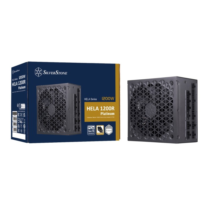 Блок живлення SilverStone Hela Cybenetics (1200W), >90%, 80+ Platinum, 135мм, 1xMB 24pin(20+4), 2xCPU 8pin(4+4), 3xMolex, 12xSATA, 6xPCIe 8pin(6+2), 1x12VHPWR, 1xFDD, Fully Modular (SST-HA1200R-PM)
