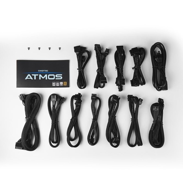 Блок живлення CHIEFTEC Atmos (850W), >90%, 80+ Gold, 120мм FDB, 1xMB 24pin(20+4), 2xCPU 8pin(4+4), 4xMolex, 9xSATA, 2xPCIe 8pin(6+2), 1xPCIe GEN5 16pin, Fully Modular (CPX-850FC)