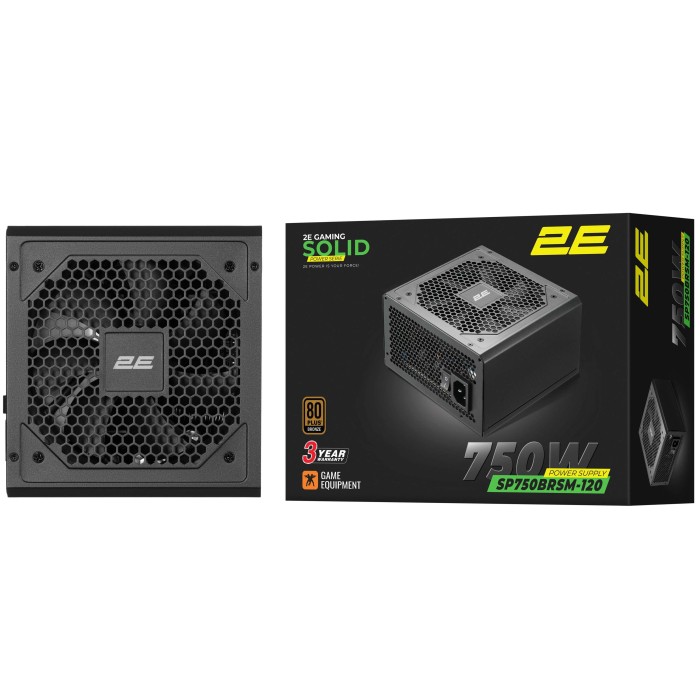 Блок живлення 2E GAMING Solid Power (750W), >85%, 80+ Bronze, 120мм, 1xMB 24pin(20+4), 2xCPU 8pin(4+4), 3xMolex, 6xSATA, 4xPCIe 8pin(6+2), Semi Modular (2E-SP750BRSM-120)
