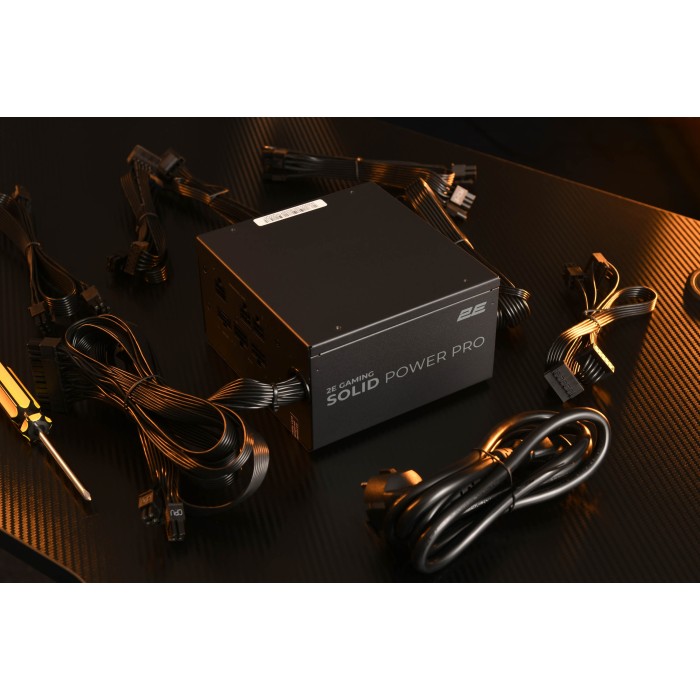 Блок живлення 2E GAMING Solid Power Pro ATX3.1 GEN5.0 (750W), >85%, 80+ Bronze, 120мм, 1xMB 24pin(20+4), 2xCPU 8pin(4+4), 3xMolex, 6xSATA, 4xPCIe 8pin(6+2), 1xPCIe GEN5 16pin, Semi Modular (2E-SP750BRSMII-120)