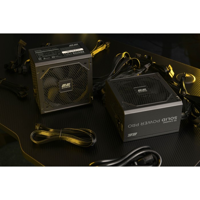Блок живлення 2E GAMING Solid Power Pro ATX3.1 GEN5.0 (750W), >85%, 80+ Bronze, 120мм, 1xMB 24pin(20+4), 2xCPU 8pin(4+4), 3xMolex, 6xSATA, 4xPCIe 8pin(6+2), 1xPCIe GEN5 16pin, Semi Modular (2E-SP750BRSMII-120)