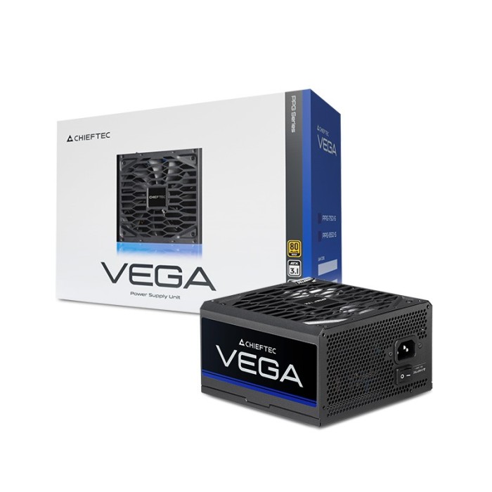 Блок живлення CHIEFTEC Vega (750W), >90%, 80+ Gold, 135мм FDB, 1xMB 24pin(20+4), 2xCPU 8pin(4+4), 3xMolex, 6xSATA, 4xPCIe 8pin(6+2), 1xPCIe GEN5 16pin (PPG-750-S)