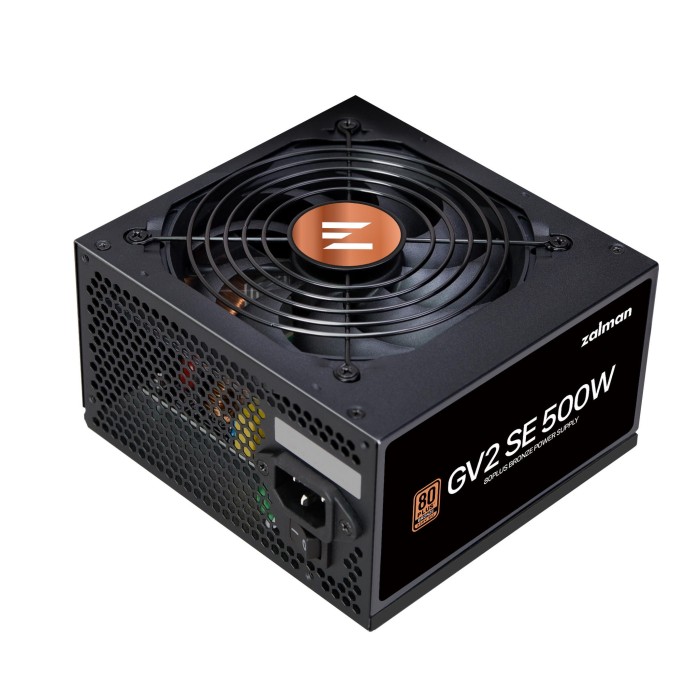 Блок живлення Zalman GV2SE (500W) 88%, 80+ Bronze, 120мм, 1xMB 24pin(20+4), 1xCPU(4pin+ 8pin), 3xMolex, 6xSATA, 2xPCIe 8pin(6+2) (ZM500-GV2SE)