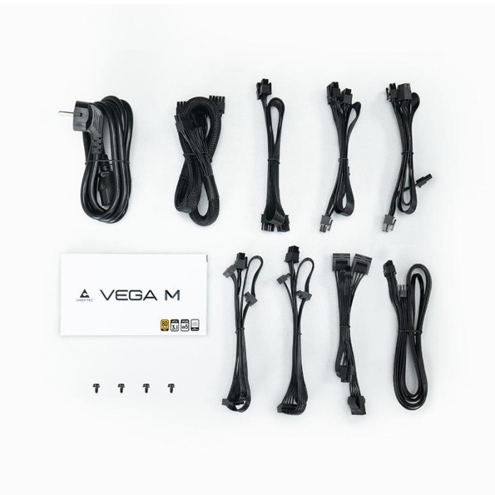 Блок живлення CHIEFTEC Vega M (850W), >90%, 80+ Gold, 135мм FDB, 1xMB 24pin(20+4), 2xCPU 8pin(4+4), 3xMolex, 6xSATA, 4xPCIe 8pin(6+2), 1xPCIe GEN5 16pin, Fully Modular (PPG-850-C)