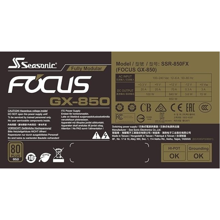 Блок живлення Seasonic Focus Plus Gold 850W (ssr-850fx)