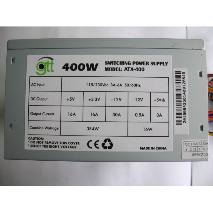 Блок живлення GTT 400W (ATX-400)
