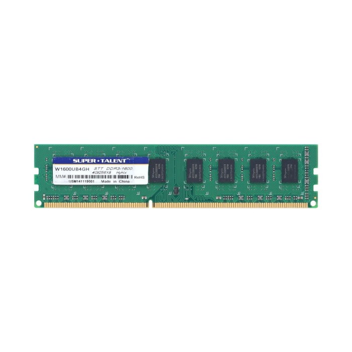 Оперативна пам'ять Super Talent 4GB DDR3 1600 (W1600UB4GH)
