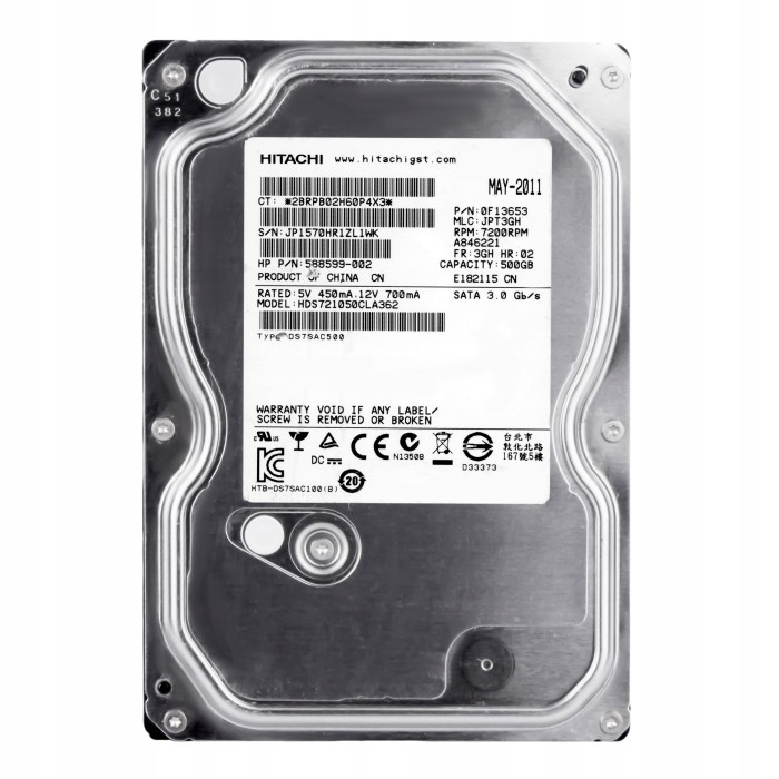 Жорсткий диск Hitachi HDD 3.5 SATA2 500GB (HDS721050CLA362)