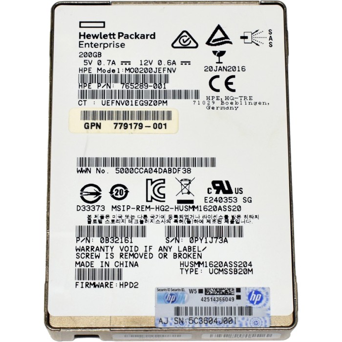 Твердотільний накопичувач HGST SSD 200GB 12G SAS 2.5'' (HUSMM1620ASS204) (HGST_SSD_200GB_12G_SAS_2.5''_(HUSMM1620ASS204))