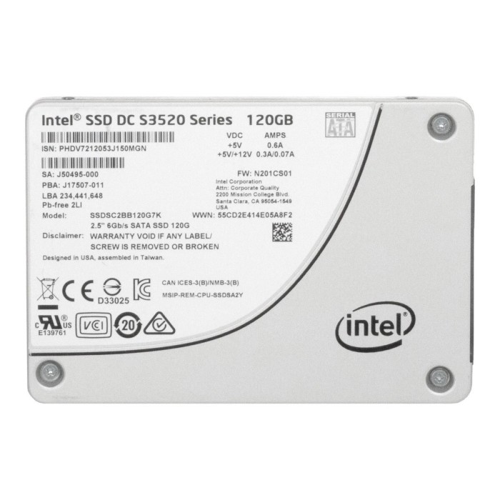 Твердотільний накопичувач Intel SSD 120GB 6G SATA 2.5'' (SSDSC2BB120G7K) (Intel_SSD_120GB_6G_SATA_2.5''_(SSDSC2BB120G7K))