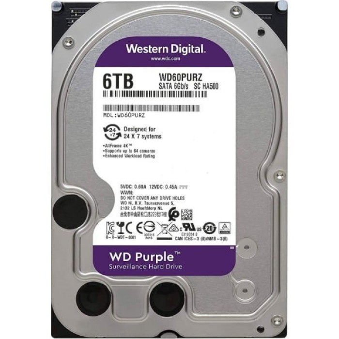 Жорсткий диск Western Digital Purple 6TB 5400rpm 128MB 3.5 SATA III (WD62EJRX-89B2VY0)