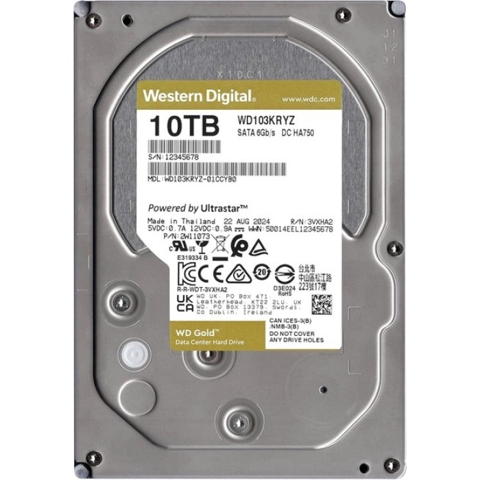 Жорсткий диск Western Digital Gold 10TB 7200rpm 256MB WD102KRYZ 3.5` SATA III (WD102KRYZ-01A5AB0)