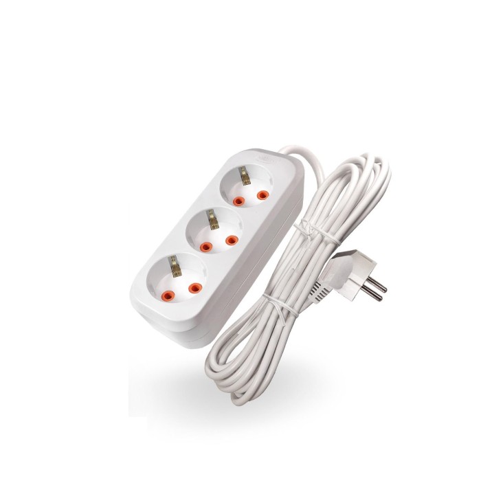 Подовжувач на 3 розетки з заземленням, 2 м, білий (SV-010-2)