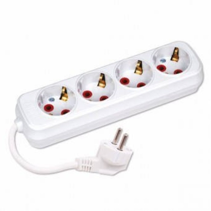 Подовжувач на 4 розетки з заземленням, 3 м, білий (200-403-401-1)