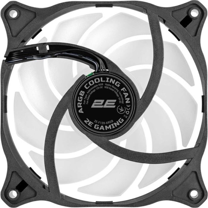 Корпусний вентилятор 2E GAMING 120мм, 1200rpm, 3pin, 3pin +5VARGB, чорний (2E-F120-ARGB)