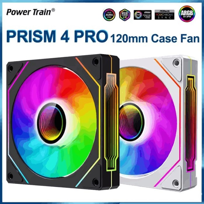 Вентилятор Power Train PRISM 4 Pro 120mm ARGB (Black REVERSED) (PT PRISM 4 Pro 120mm black reversed)