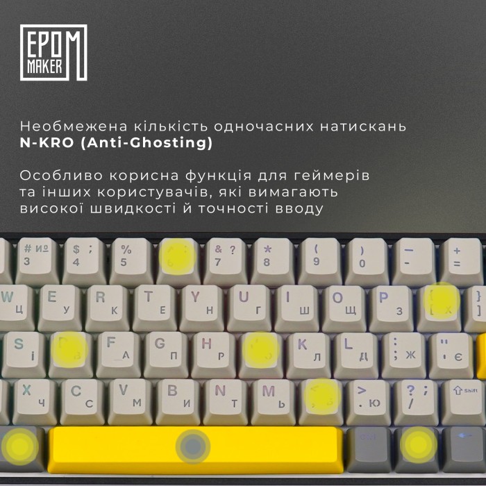 Клавіатура механічна бездротова EPOMAKER EP64 Mulan Black (EP64-B-M) (EP64-B-M)