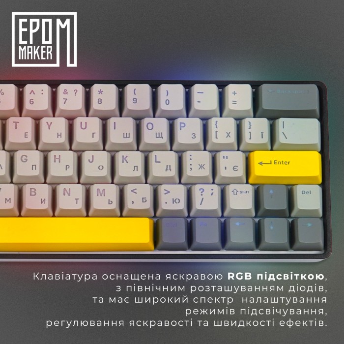 Клавіатура механічна бездротова EPOMAKER EP64 Mulan Black (EP64-B-M) (EP64-B-M)