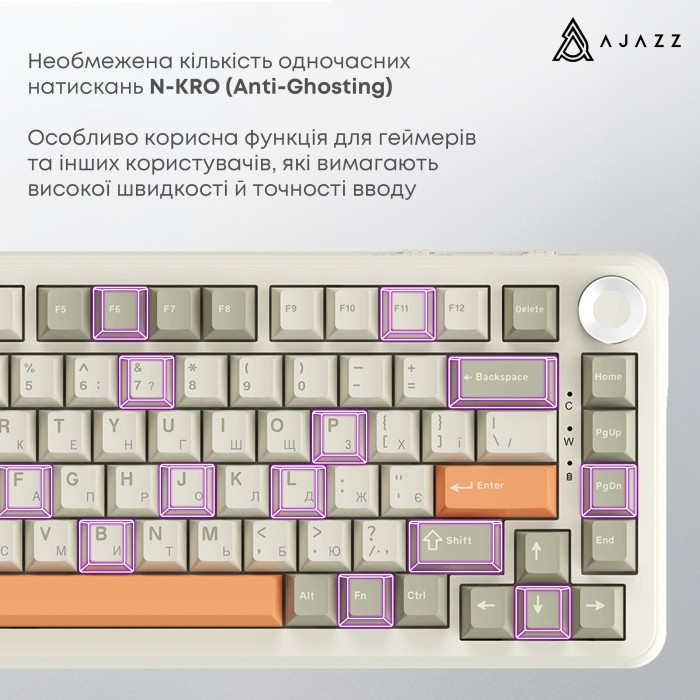 Бездротова механічна клавіатура Ajazz AK820 MAX Flying Fish Switch Retro Colour - 8000 mAh (AK820MAX (AK820MAX-FF-R)