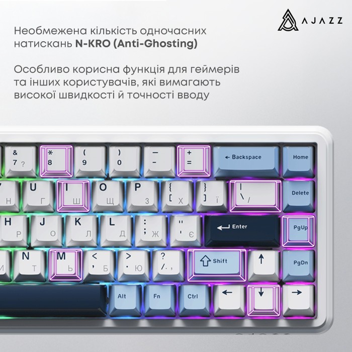 Клавіатура механічна бездротова Ajazz AK680 MAX (8+8K) Magnetic Switch RGB Wireless/BT/USB White (AK680-M-BWD-A)