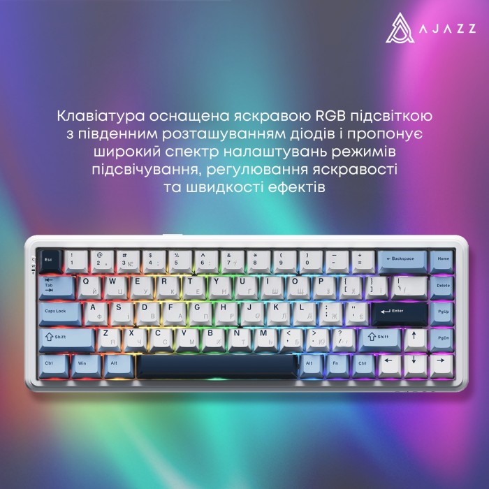 Клавіатура механічна бездротова Ajazz AK680 MAX (8+8K) Magnetic Switch RGB Wireless/BT/USB White (AK680-M-BWD-A)