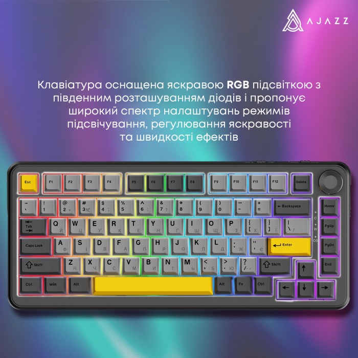 Клавіатура механічна бездротова Ajazz AK820 MAX PLUS Daydream Switch RGB Wireless/BT/USB Black (AK820MAX-DD-BGY)
