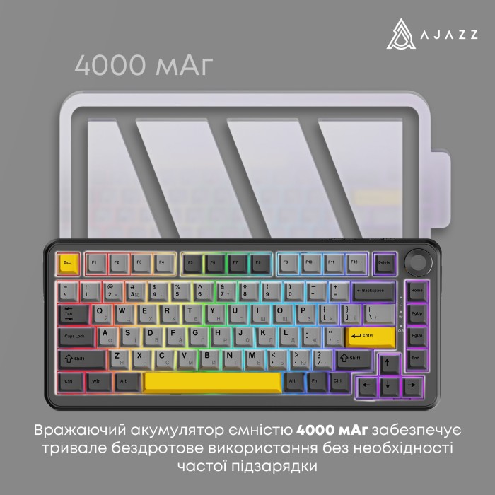 Клавіатура механічна бездротова Ajazz AK820 MAX PLUS Daydream Switch RGB Wireless/BT/USB Black (AK820MAX-DD-BGY)