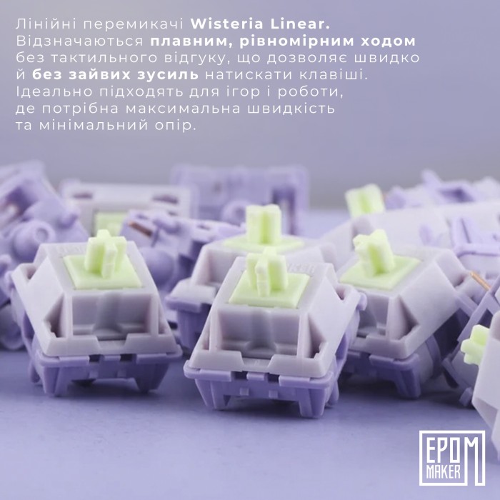 Клавіатура механічна бездротова EPOMAKER Shadow-X Wisteria Linear White (SHX-W-WL) (SHX-W-WL)