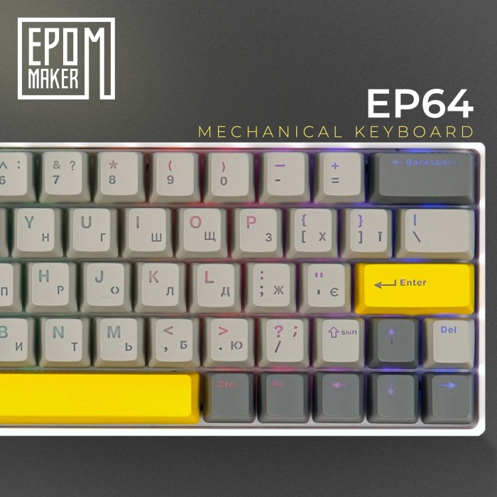 Клавіатура механічна бездротова EPOMAKER EP64 Mulan White (EP64-W-M) (EP64-W-M)