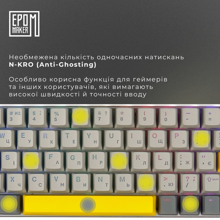 Клавіатура механічна бездротова EPOMAKER EP64 Mulan White (EP64-W-M) (EP64-W-M)