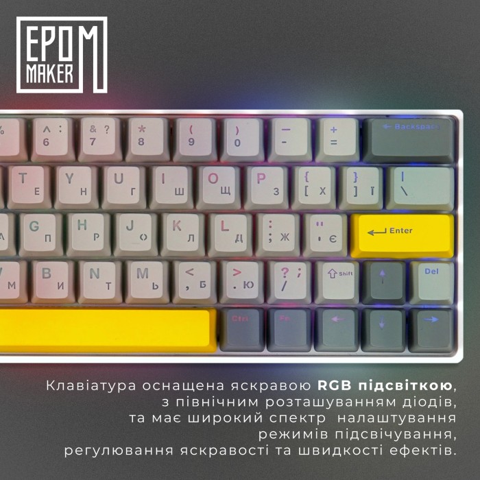 Клавіатура механічна бездротова EPOMAKER EP64 Mulan White (EP64-W-M) (EP64-W-M)