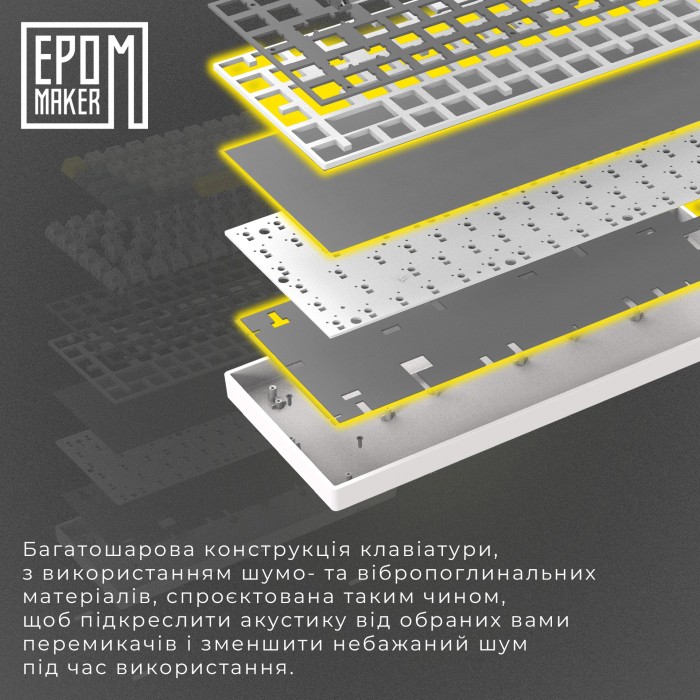 Клавіатура механічна бездротова EPOMAKER EP64 Mulan White (EP64-W-M) (EP64-W-M)
