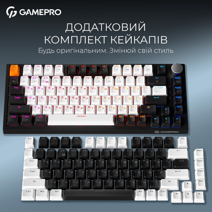 Бездротова механічна клавіатура GamePro Asgard Valhalla (MK160B Pro) 75% QLAB orange switches (MK160B Pro)