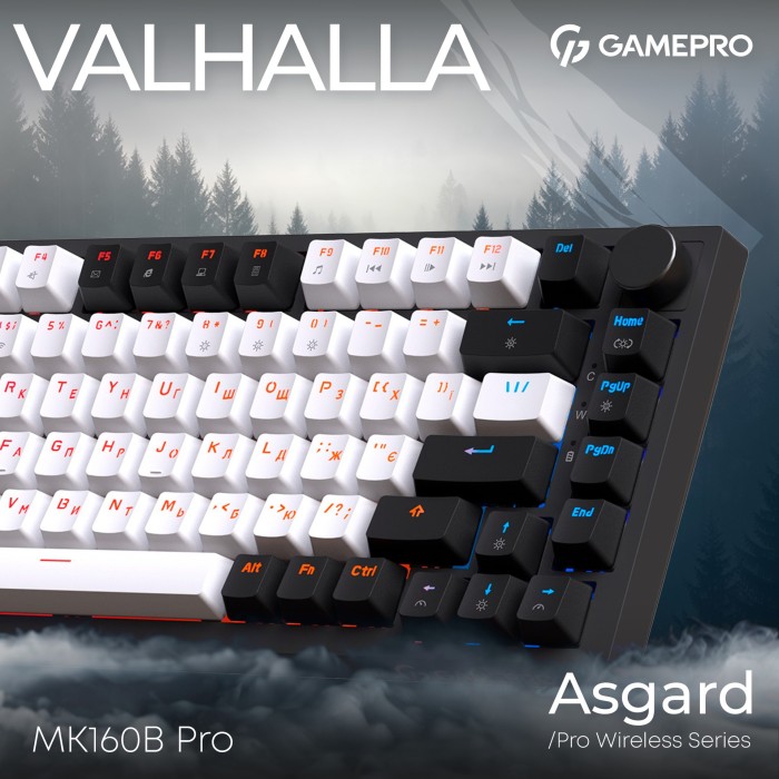 Бездротова механічна клавіатура GamePro Asgard Valhalla (MK160B Pro) 75% QLAB orange switches (MK160B Pro)