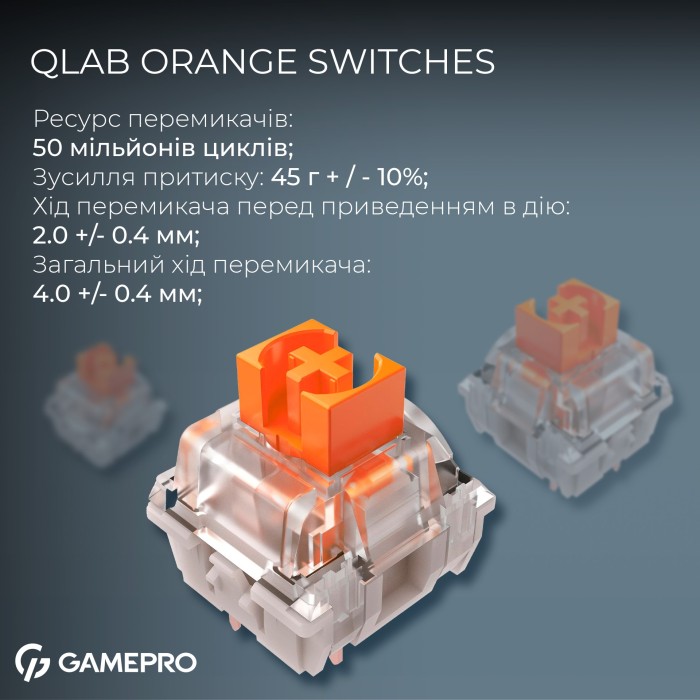 Бездротова механічна клавіатура GamePro Asgard Valhalla (MK160B Pro) 75% QLAB orange switches (MK160B Pro)