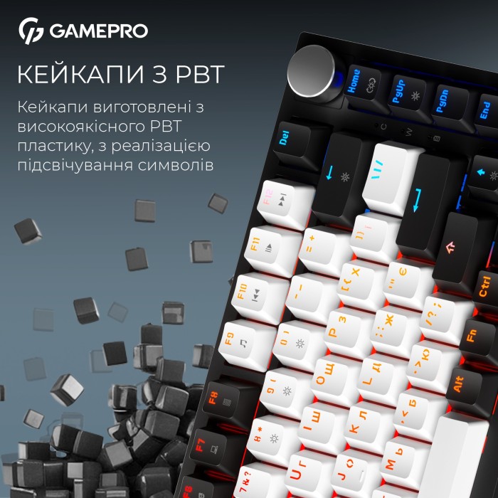 Бездротова механічна клавіатура GamePro Asgard Valhalla (MK160B Pro) 75% QLAB orange switches (MK160B Pro)