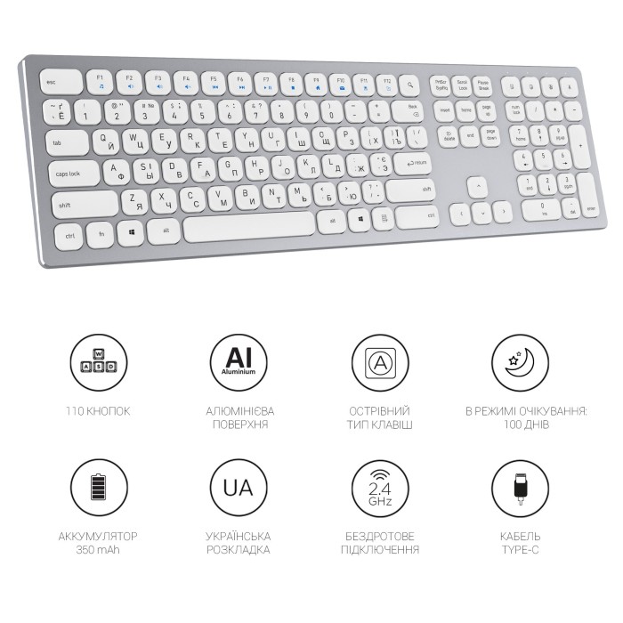 Клавіатура бездротова OfficePro (SK1550W) (SK1550W)