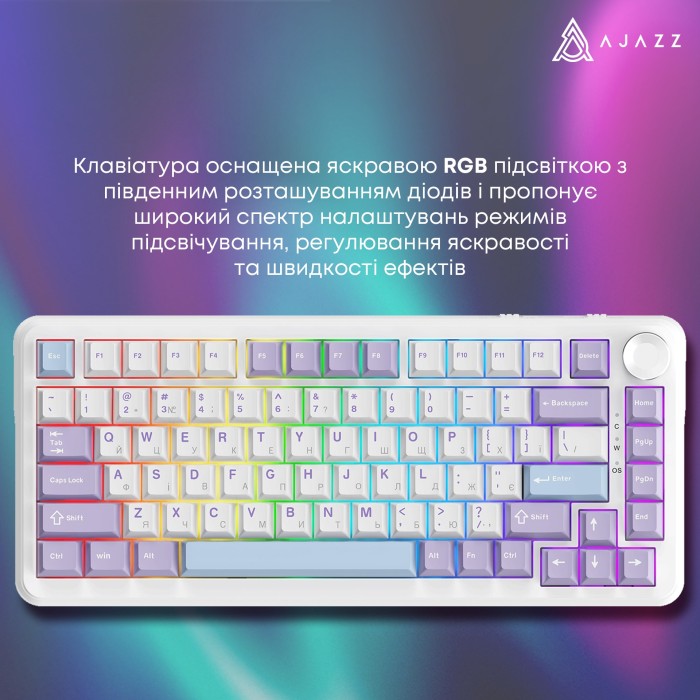 Ігрова механічна клавіатура Ajazz AK820 MAX Magnetic switches-Purple-White-Blue-RGB (AK820MAX-WM-PWB)