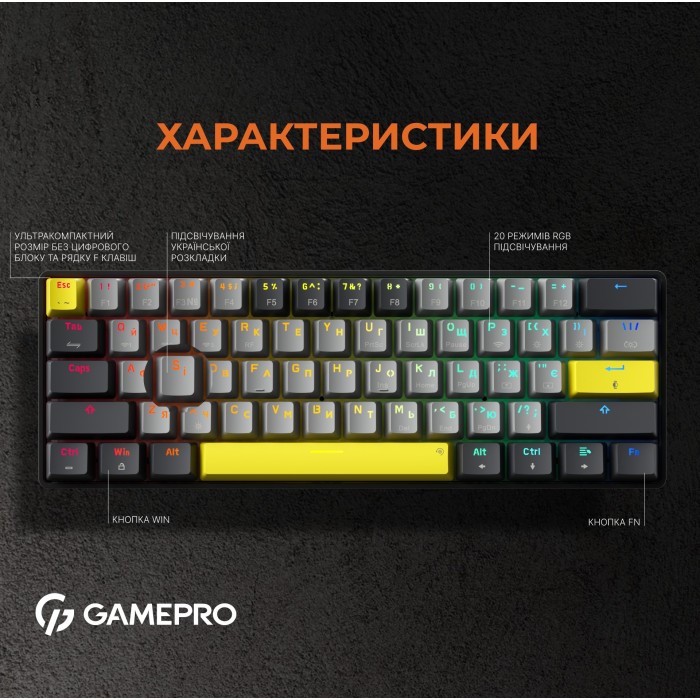 Клавіатура механічна бездротова GamePro Asgard Fenrir (MK130G Pro) (MK130G Pro)