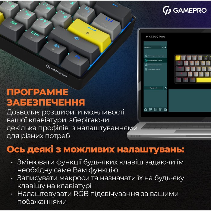 Клавіатура механічна бездротова GamePro Asgard Fenrir (MK130G Pro) (MK130G Pro)