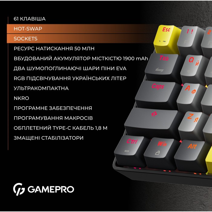 Клавіатура механічна бездротова GamePro Asgard Fenrir (MK130G Pro) (MK130G Pro)