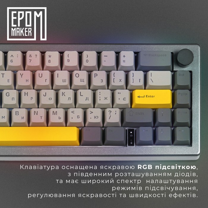Клавіатура механічна бездротова EPOMAKER EK68 Budgerigar V2 Black (EK68-B-BV2) (EK68-B-BV2)