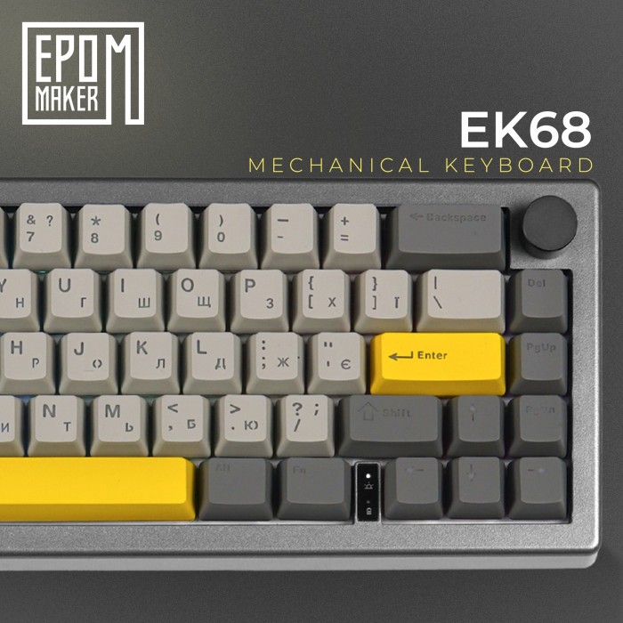 Клавіатура механічна бездротова EPOMAKER EK68 Budgerigar V2 Black (EK68-B-BV2) (EK68-B-BV2)