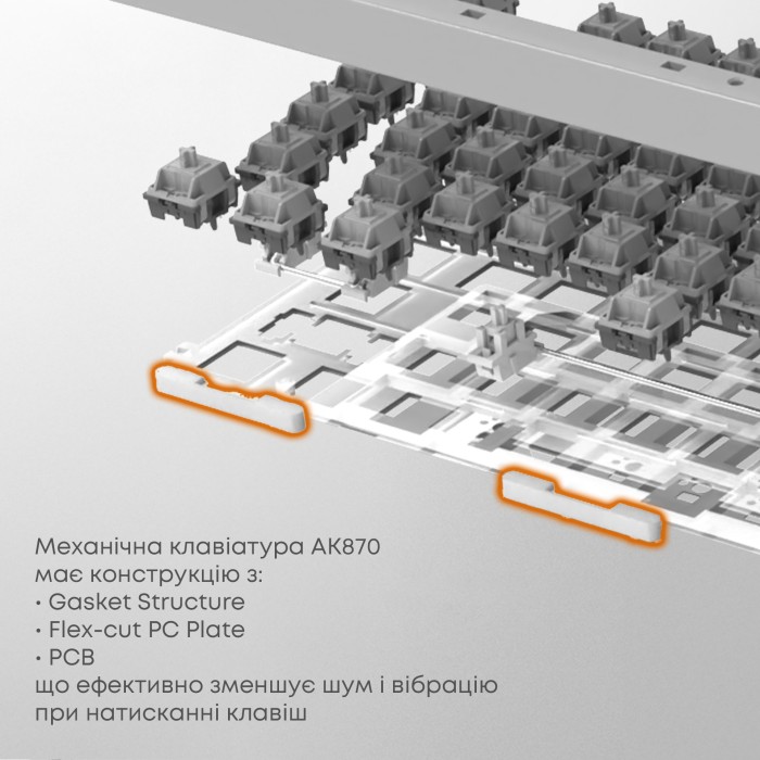 Клавіатура механічна бездротова Ajazz AK870 PLUS Murad Switch RGB Wireless/Bluetooth/USB White (AK870-MU-BWD)