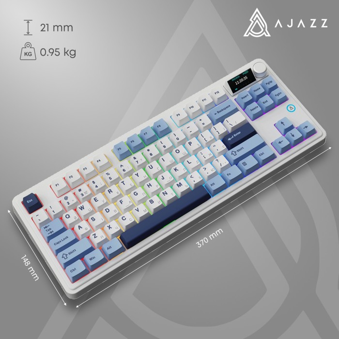Клавіатура механічна бездротова Ajazz AK870 PLUS Murad Switch RGB Wireless/Bluetooth/USB White (AK870-MU-BWD)