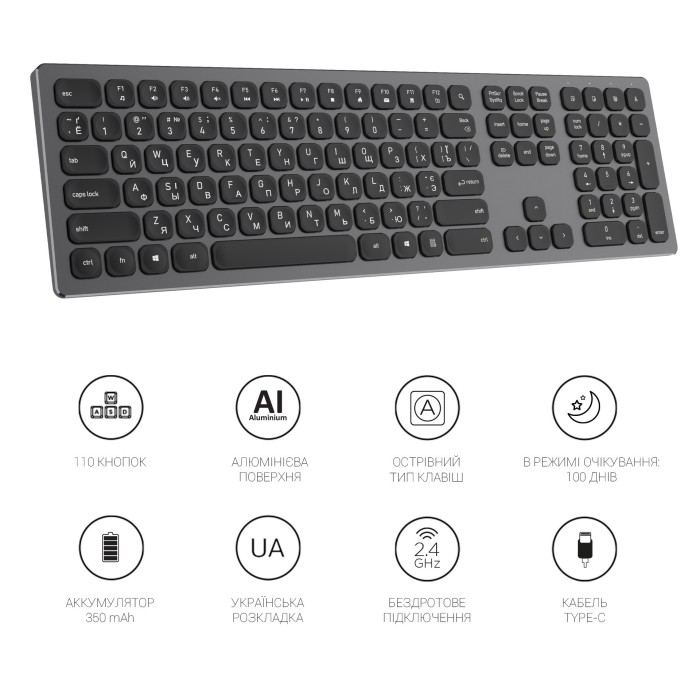 Клавіатура бездротова OfficePro (SK1550B) (SK1550B)