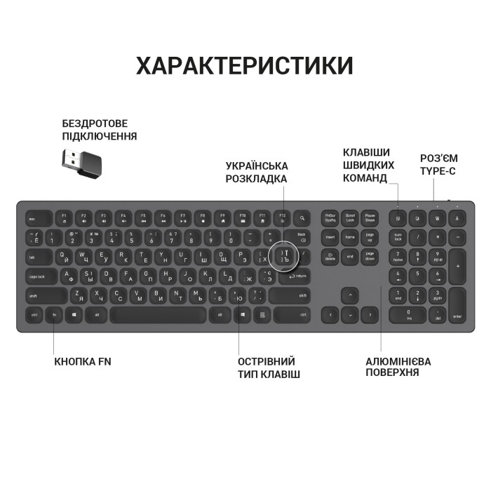 Клавіатура бездротова OfficePro (SK1550B) (SK1550B)
