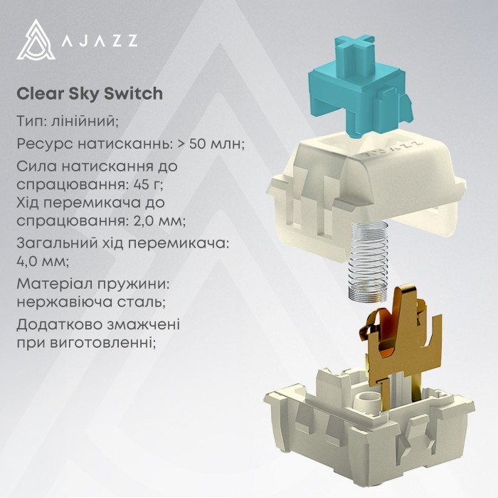 Бездротова механічна клавіатура Ajazz AK980 Clear Sky Switch Black-Gray-Yellow (AK980-CS-BGY) (AK980-CS-BGY)